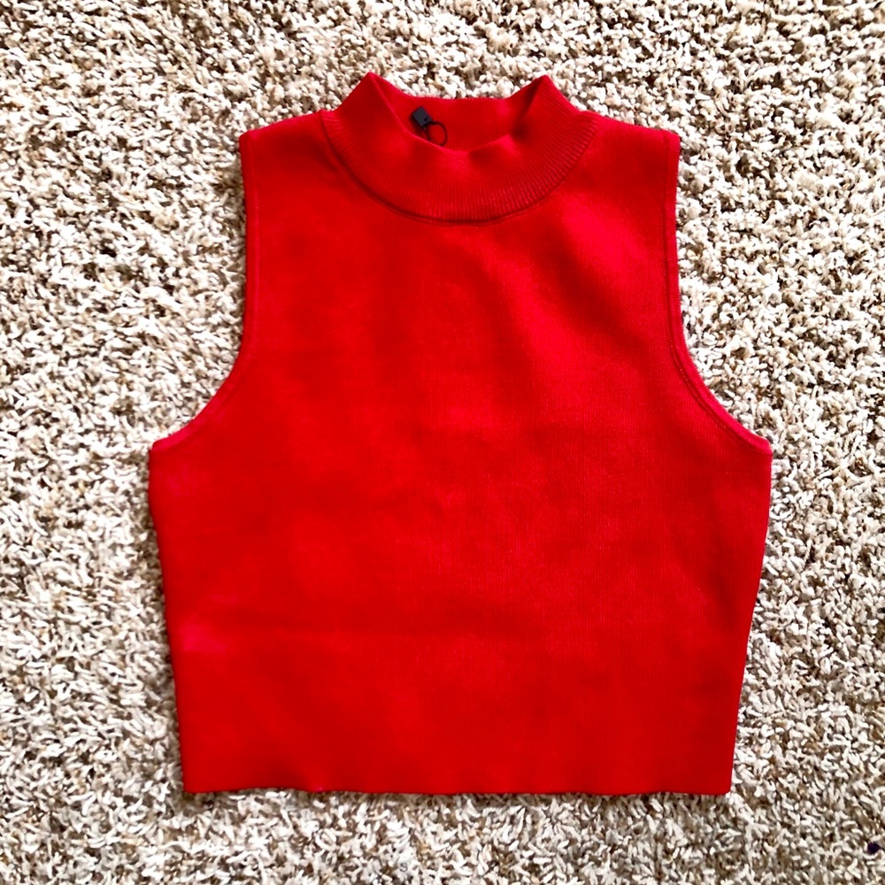 CARMAR Mock Neck Sleeveless Cropped Ribbed Sweater - Picture 4 of 6